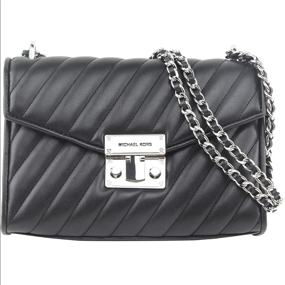 Michael Kors Women's Medium Quilted Leather Flap Bag in Black.